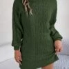 Women's Sweater Dress Winter Dress Jumper Dress Mini Dress Active Pure Color Outdoor Casual Holiday Vacation Crew Neck Long Sleeve 2023 Loose Fit Green Khaki Gray S M L