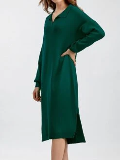 Women's Sweater Dress Jumper Dress Winter Dress Midi Dress Warm Plain Outdoor Holiday Vacation Going Out Lapel Long Sleeve 2023 Loose Fit Black Blue Brown One Size -Tesla Style pzfekq1697767691253