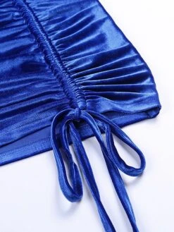 Women's Party Dress Velvet Dress Wedding Guest Dress Mini Dress Red Blue Long Sleeve Pure Color Ruched Spring Fall Winter High Neck Fashion Winter Dress Evening Party Wedding Guest 2023 S M L -Tesla Style pznnbh1692351349489