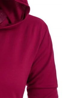 Women‘s Halloween Dress Casual Dress Hoodie Dress Midi Dress Gothic Basic Outdoor Vacation V Neck Pure Color Solid Color Regular Fit Black Red S M L XL XXL -Tesla Style qcoyjb1692244556681