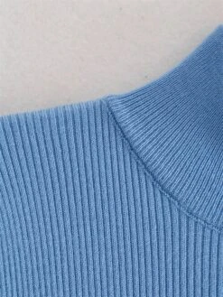 Women's Sweater Dress Winter Dress Jumper Dress Midi Dress Split Outdoor Street Daily Fashion Streetwear Stand Collar Long Sleeve 2023 Loose Fit Black Blue Brown Color S M Size -Tesla Style qerizr1694594615014