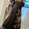 Women's Work Dress Casual Dress Swing Dress Fashion Winter Dress Daily Long Dress Maxi Dress Ruched Print V Neck Long Sleeve Leopard Loose Fit Brown Fall Winter S M L XL XXL -Tesla Style qesdee1695635338318