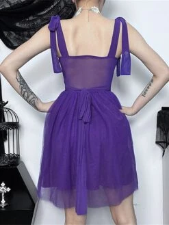 Women‘s Halloween Dress Party Dress Cocktail Dress Wedding Guest Dress Mini Dress Black Purple Sleeveless Pure Color Lace Spring Fall Winter Spaghetti Strap Fashion Birthday Wedding Guest 2023 S M L -Tesla Style qeufoq1693808835803