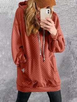 Women's Casual Dress Hoodie Dress Black Dress Mini Dress Pocket Outdoor Street Daily Active Fashion Hooded Long Sleeve 2023 Loose Fit Black Red Blue Color S M L XL XXL Size -Tesla Style qeztne1692862184074