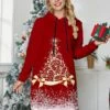 Women's Hoodie Dress Casual Dress Mini Dress Warm Fashion Outdoor Christmas Holiday Hoodie Print Christmas Tree Reindeer Regular Fit Red Burgundy Fuchsia S M L XL XXL -Tesla Style qfgutl1696942787020