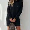 Women's Casual Dress Hoodie Dress Mini Dress Active Daily Outdoor Holiday Vacation Hoodie Pocket Solid Color Loose Fit ArmyGreen Black Blue S M L XL XXL -Tesla Style qfxxsb1695644520483