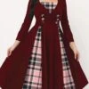Women's Work Dress Swing Dress Church Dress Midi Dress Black Wine Dark Blue Long Sleeve Plaid Button Spring Fall Winter Square Neck Fashion Office 2023 S M L XL XXL 3XL 4XL 5XL -Tesla Style qgjofc1669261402329