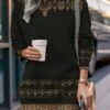 Women's Casual Dress Sweatshirt Dress Mini Dress Warm Fashion Outdoor Vacation Going Out Crew Neck Print Floral Loose Fit Black Red Blue S M L XL XXL -Tesla Style qgozfl1694502667050
