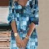 Women's Casual Dress Sweatshirt Dress Mini Dress Fashion Daily Outdoor Vacation Going Out V Neck Print Geometric Loose Fit Royal Blue Blue Gray S M L XL XXL -Tesla Style qhevkq1691648161701