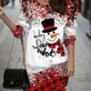 Women's Casual Dress Sweatshirt Dress Mini Dress Warm Fashion Outdoor Christmas Vacation Crew Neck Print Snowman Snowflake Loose Fit Red Blue Orange S M L XL XXL -Tesla Style qhhssx1696757406277