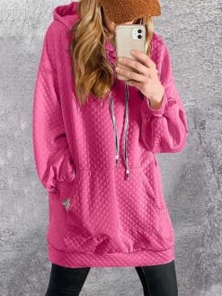 Women's Casual Dress Hoodie Dress Black Dress Mini Dress Pocket Outdoor Street Daily Active Fashion Hooded Long Sleeve 2023 Loose Fit Black Red Blue Color S M L XL XXL Size -Tesla Style qhmods1692862186155