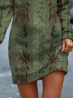 Women's Sweatshirt Dress Casual Dress Mini Dress Warm Fashion Outdoor Vacation Going Out Crew Neck Print Floral Regular Fit Green S M L XL XXL -Tesla Style qigfah1697633442575
