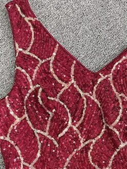 Women‘s Prom Dress Party Dress Sequin Dress Long Dress Maxi Dress Wine Sleeveless Geometric Sequins Sparkly Glitter Fall Winter Autumn V Neck Fashion Wedding Guest Evening Party Vacation 2023 -Tesla Style qiiqyb1693535462332