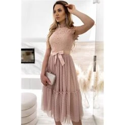 Women's Party Dress Lace Dress Homecoming Dress Midi Dress Black White Pink Sleeveless Pure Color Patchwork Summer Spring Fall Stand Collar Fashion Party Birthday Wedding Guest 2023 S M L XL XXL -Tesla Style qjvwgy1676871839951