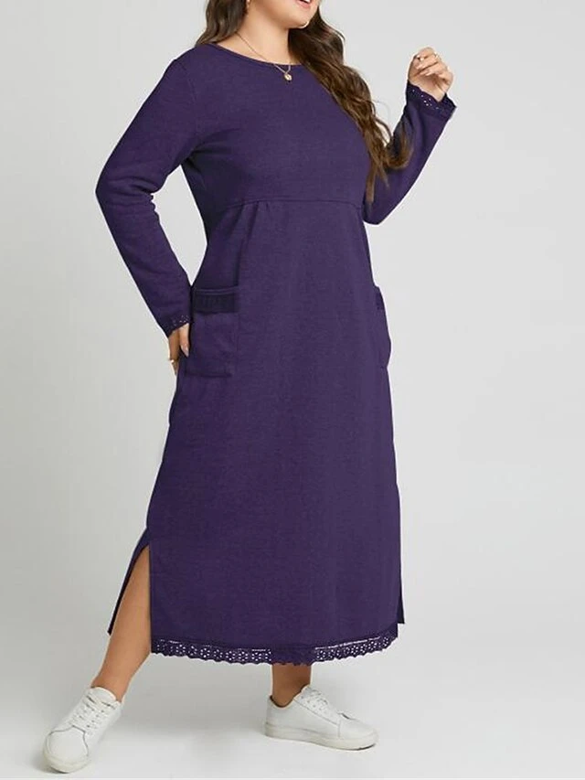 Women's Casual Dress Sweatshirt Dress Winter Dress Long Dress Maxi Dress Ruched Pocket Outdoor Daily Going Out Fashion Streetwear Crew Neck Long Sleeve 2023 Loose Fit Black Wine Purple Color S M L XL 14 Women's Casual Dress Sweatshirt Dress Winter Dress Long Dress Maxi Dress Ruched Pocket Outdoor Daily Going Out Fashion Streetwear Crew Neck Long Sleeve 2023 Loose Fit Black Wine Purple Color S M L XL - Image 12