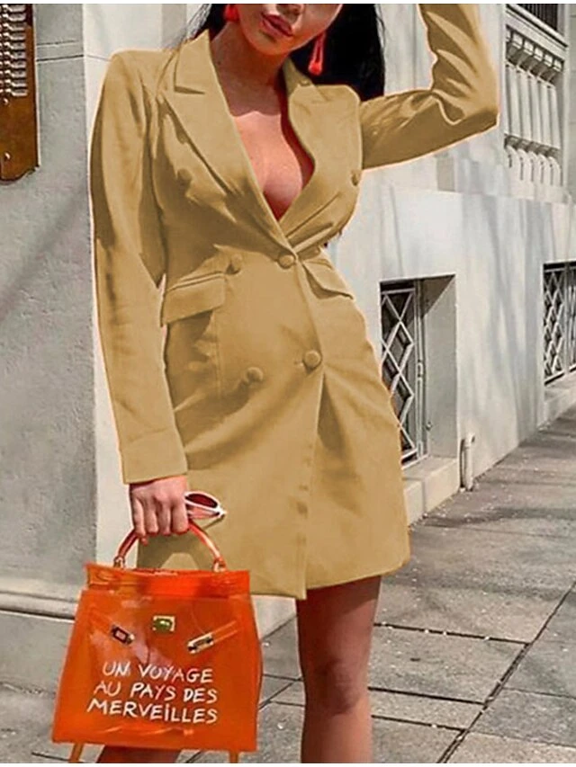 Women‘s Work Dress Blazer Dress And Jacket Set Party Dress Mini Dress Black Dark Green Purple Long Sleeve Pure Color Button Fall Winter Autumn Shirt Collar Stylish Winter Dress Fall Dress 2023 10 Women‘s Work Dress Blazer Dress And Jacket Set Party Dress Mini Dress Black Dark Green Purple Long Sleeve Pure Color Button Fall Winter Autumn Shirt Collar Stylish Winter Dress Fall Dress 2023 - Image 8