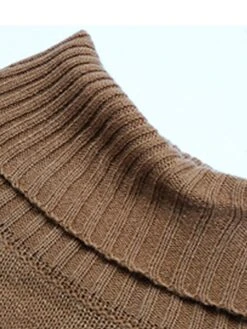 Women's Sweater Dress Jumper Dress Casual Dress Midi Dress Warm Pure Color Outdoor Casual Daily Going Out Turtleneck Long Sleeve 2023 Loose Fit Camel S M L -Tesla Style qliqqe1695194459470