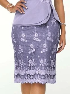 Women's Party Dress Lace Dress Sheath Dress Midi Dress Purple Short Sleeve Floral Lace Summer Spring Crew Neck Stylish Slim 2023 M L XL XXL 3XL 4XL 5XL -Tesla Style qlyfwf1640070047511