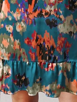 Women's Work Dress A Line Dress Fashion Mini Dress Lace Up Ruffle V Neck Long Sleeve Floral Regular Fit Black Pink Blue Fall S M L XL -Tesla Style qmjaig1694490800084