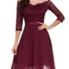 Women's Party Dress Lace Dress Cocktail Dress Midi Dress Black Wine Navy Blue 3/4 Length Sleeve Pure Color Lace Spring Fall Winter Crew Neck Fashion Winter Dress Wedding Guest Vacation 2023 S M L XL 2 Women's Party Dress Lace Dress Cocktail Dress Midi Dress Black Wine Navy Blue 3/4 Length Sleeve Pure Color Lace Spring Fall Winter Crew Neck Fashion Winter Dress Wedding Guest Vacation 2023 S M L XL -Tesla Style qnwvyw1692179545112