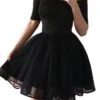 Women‘s Party Dress Homecoming Dress Wedding Guest Dress Casual Dress Black Dress Mini Dress Black Half Sleeve Pure Color Lace Fall Spring Autumn Off Shoulder Party Party Spring Dress 2023 S M L XL -Tesla Style qpgpte1643187794639