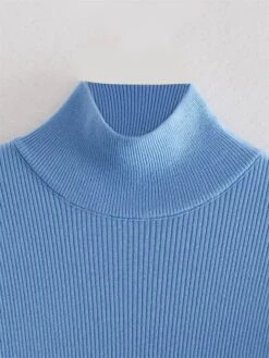 Women's Sweater Dress Winter Dress Jumper Dress Midi Dress Split Outdoor Street Daily Fashion Streetwear Stand Collar Long Sleeve 2023 Loose Fit Black Blue Brown Color S M Size -Tesla Style qtcmsn1694594613795