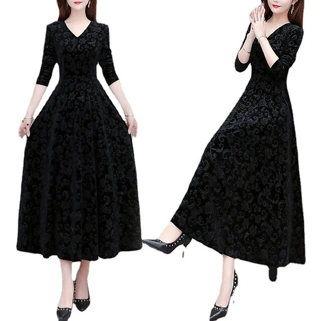 Women's Velvet Dress Homecoming Dress Empire Waist Dresses Long Dress Maxi Dress Black Wine Blue Long Sleeve Pure Color Ruched Spring Fall Winter V Neck Stylish Winter Dress Evening Party Wedding 12 Women's Velvet Dress Homecoming Dress Empire Waist Dresses Long Dress Maxi Dress Black Wine Blue Long Sleeve Pure Color Ruched Spring Fall Winter V Neck Stylish Winter Dress Evening Party Wedding - Image 10