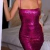 Women‘s Party Dress Sequin Dress Homecoming Dress Mini Dress Champagne Fuchsia Gold Sleeveless Pure Color Sparkly Glitter Sequins Spring Fall Winter Spaghetti Strap Fashion Wedding Guest -Tesla Style qvbxxo1692946508583
