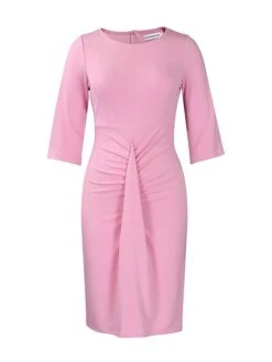 Women's Work Dress Sheath Dress White Dress Fashion Midi Dress Ruched Crew Neck Half Sleeve Plain Regular Fit White Pink Royal Blue Fall Winter S M L XL XXL -Tesla Style qviqiy1693293952694