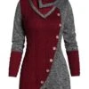 Women‘s Sweater Dress Winter Dress Green Black Wine Red Gray Long Sleeve Button Winter Fall Turtleneck Casual L XL XXL 3XL 4XL 5XL