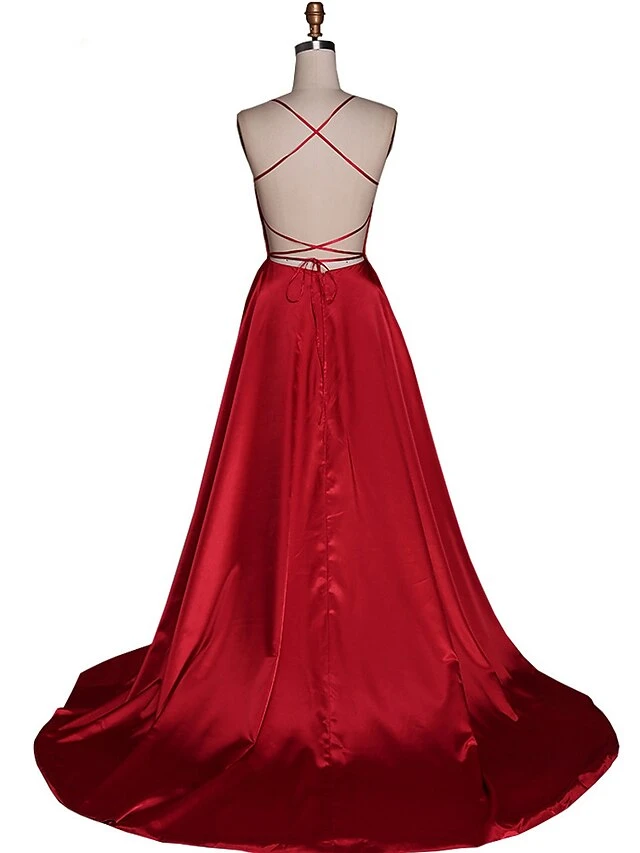 Women‘s Prom Party Dress Homecoming Dress Satin Maxi Long Dress Green Red Sleeveless Pure Color Split Spring Summer Spaghetti Strap Party Stylish Elegant Party 2023 S M L XL 17 Women‘s Prom Party Dress Homecoming Dress Satin Maxi Long Dress Green Red Sleeveless Pure Color Split Spring Summer Spaghetti Strap Party Stylish Elegant Party 2023 S M L XL - Image 15