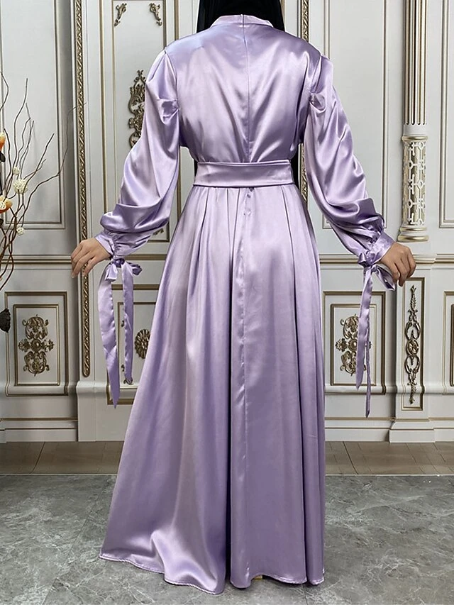 Women's Long Dress Maxi Dress Party Dress Casual Dress Satin Dress Pure Color Fashion Streetwear Outdoor Daily Holiday Lace Up Ruched Long Sleeve Stand Collar Dress Loose Fit Black Royal Blue Purple 14 Women's Long Dress Maxi Dress Party Dress Casual Dress Satin Dress Pure Color Fashion Streetwear Outdoor Daily Holiday Lace Up Ruched Long Sleeve Stand Collar Dress Loose Fit Black Royal Blue Purple - Image 12