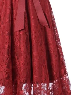 Women's Party Dress Lace Dress Wedding Guest Dress Midi Dress Wine Navy Blue 3/4 Length Sleeve Pure Color Lace Summer Spring Fall Crew Neck Fashion Party Wedding Guest Vacation 2022 S M L XL XXL -Tesla Style qxilik1631861639373