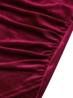Women‘s Prom Dress Party Dress Velvet Dress Black Dress Midi Dress Wine Green Long Sleeve Pure Color Ruched Spring Fall Winter V Neck Fashion Winter Dress Evening Party Wedding Guest 2023 -Tesla Style qxpiew1692167794971