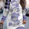 Women's Casual Dress Sweatshirt Dress Mini Dress Warm Fashion Outdoor Christmas Vacation Crew Neck Print Animal Striped Regular Fit Pink Blue Purple S M L XL XXL -Tesla Style qysbuh1696757276652