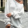 Women's Sweater Dress Jumper Dress Casual Dress Mini Dress Active Pure Color Outdoor Casual Holiday Vacation Boat Neck Long Sleeve 2023 Regular Fit Black White Pink S M L XL XXL 3XL -Tesla Style qyuvxo1692090177735