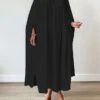 Women's Work Dress Black Dress White Dress Fashion Long Dress Maxi Dress Ruched Split Crew Neck Long Sleeve Plain Loose Fit Black White Yellow Fall S M L XL XXL