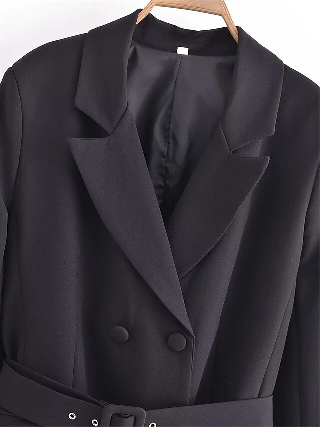 Women's Work Dress Blazer Dress Semi Formal Dress Fashion Office Daily Workfashion Mini Dress Button Pocket Shirt Collar Long Sleeve Plain Loose Fit Black Green Fall S M L 8 Women's Work Dress Blazer Dress Semi Formal Dress Fashion Office Daily Workfashion Mini Dress Button Pocket Shirt Collar Long Sleeve Plain Loose Fit Black Green Fall S M L - Image 6