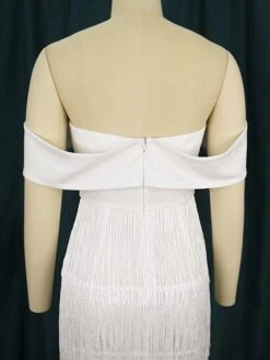 Women‘s Christmas Prom Dress Party Dress Fringe Dress Midi Dress White Green Rose Short Sleeve Pure Color Tassel Fringe Fall Winter Autumn Off Shoulder Fashion Vacation 2023 S M L XL XXL 3XL 4XL -Tesla Style rbdlpx1694503331151