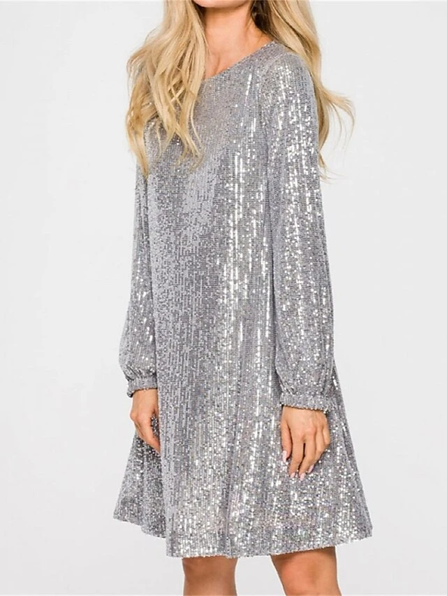 Women‘s Party Dress Sequin Dress Homecoming Dress Cocktail Dress Midi Dress Black Champagne Pink Long Sleeve Pure Color Sparkly Glitter Lace Up Fall Winter Autumn Crew Neck Wedding Guest 13 Women‘s Party Dress Sequin Dress Homecoming Dress Cocktail Dress Midi Dress Black Champagne Pink Long Sleeve Pure Color Sparkly Glitter Lace Up Fall Winter Autumn Crew Neck Wedding Guest - Image 11