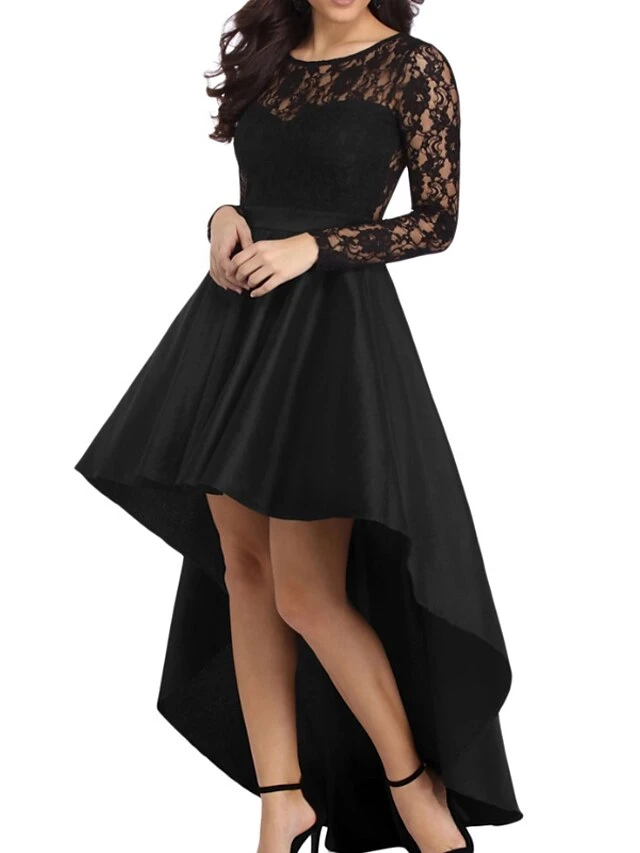 Women‘s Prom Cocktail Party Dress Lace Dress Long Dress Maxi Dress Black Blue Red Long Sleeve Pure Color Lace Winter Fall Autumn Crew Neck Winter Dress 2023 S M L XL 9 Women‘s Prom Cocktail Party Dress Lace Dress Long Dress Maxi Dress Black Blue Red Long Sleeve Pure Color Lace Winter Fall Autumn Crew Neck Winter Dress 2023 S M L XL - Image 7
