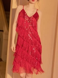 Women‘s Retro 1920s Fringe Dress Black Dress Midi Dress Party Cocktail Party Sequins Tassel Fringe Plain Spaghetti Strap Sleeveless Regular Fit Summer Spring 2023 Red XS S M L 26 Women‘s Retro 1920s Fringe Dress Black Dress Midi Dress Party Cocktail Party Sequins Tassel Fringe Plain Spaghetti Strap Sleeveless Regular Fit Summer Spring 2023 Red XS S M L -Tesla Style rbtctx1677150199191