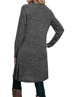 Women's Work Dress Casual Dress A Line Dress Fashion Daily Mini Dress Button Pocket Crew Neck Long Sleeve Plain Loose Fit Black Pink Gray Fall Winter S M L XL XXL -Tesla Style rclzna1697185373362