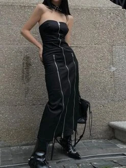Women's Party Dress Cocktail Dress Sheath Dress Midi Dress Black Sleeveless Pure Color Backless Spring Fall Winter Strapless Fashion Halloween Vacation 2023 S M L -Tesla Style reeuay1693899026520