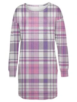 Women's Casual Dress Sweatshirt Dress Winter Dress Plaid Pocket Print Crew Neck Mini Dress Fashion Streetwear Outdoor Daily Long Sleeve Loose Fit Purple Fall Winter S M L XL XXL -Tesla Style retyeu1694484385725