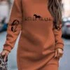 Women's Sweatshirt Dress Casual Dress Mini Dress Warm Fashion Outdoor Vacation Going Out Crew Neck Print Print Regular Fit White Red Blue S M L XL XXL -Tesla Style rezyuo1697708193896