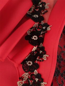 Women's Party Dress Lace Dress Cocktail Dress Midi Dress Red Short Sleeve Pure Color Lace Summer Spring Fall V Neck Fashion Wedding Guest Vacation Summer Dress 2023 S M L XL XXL 3XL 4XL -Tesla Style rfkpbz1691999415273