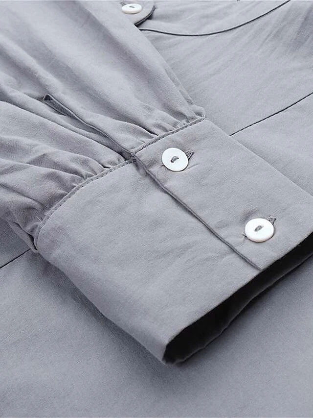 Women's Work Dress Swing Dress Semi Formal Dress Fashion Long Dress Maxi Dress Ruched Button Crew Neck Long Sleeve Plain Loose Fit Wine Blue Green Fall Winter S M L XL XXL 11 Women's Work Dress Swing Dress Semi Formal Dress Fashion Long Dress Maxi Dress Ruched Button Crew Neck Long Sleeve Plain Loose Fit Wine Blue Green Fall Winter S M L XL XXL - Image 9