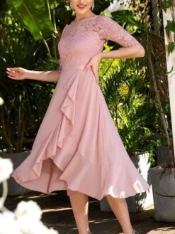 Women's Party Dress Lace Dress Wedding Guest Dress Midi Dress Pink Blue Fuchsia 3/4 Length Sleeve Pure Color Lace Summer Spring Fall Off Shoulder Fashion Birthday Wedding Guest Vacation 2023 S M L XL 15 Women's Party Dress Lace Dress Wedding Guest Dress Midi Dress Pink Blue Fuchsia 3/4 Length Sleeve Pure Color Lace Summer Spring Fall Off Shoulder Fashion Birthday Wedding Guest Vacation 2023 S M L XL -Tesla Style rfyfit1679312190410