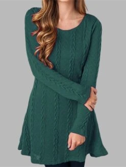 Women's Sweater Dress Jumper Dress Casual Dress Mini Dress Fashion Pure Color Outdoor Daily Going Out Crew Neck Long Sleeve 2023 Regular Fit Black White Wine S M L XL XXL -Tesla Style rhavqx1696434471800